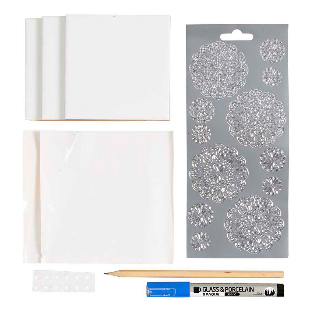 Creativ Company - Creativ Company Mini hobbyset decoratie porseleinen onderzetters blauw