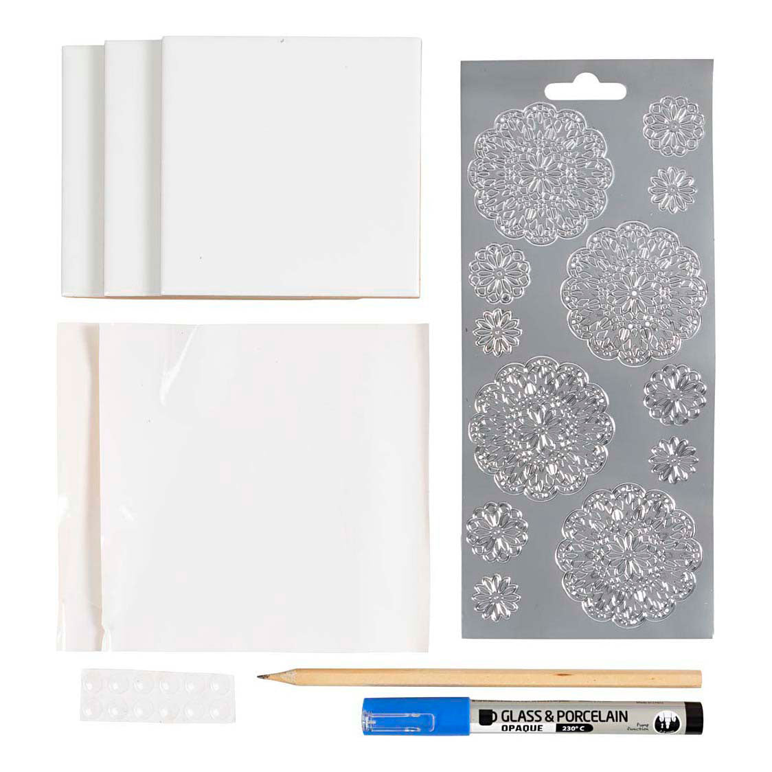 Creativ Company - Creativ Company Mini hobbyset decoratie porseleinen onderzetters blauw