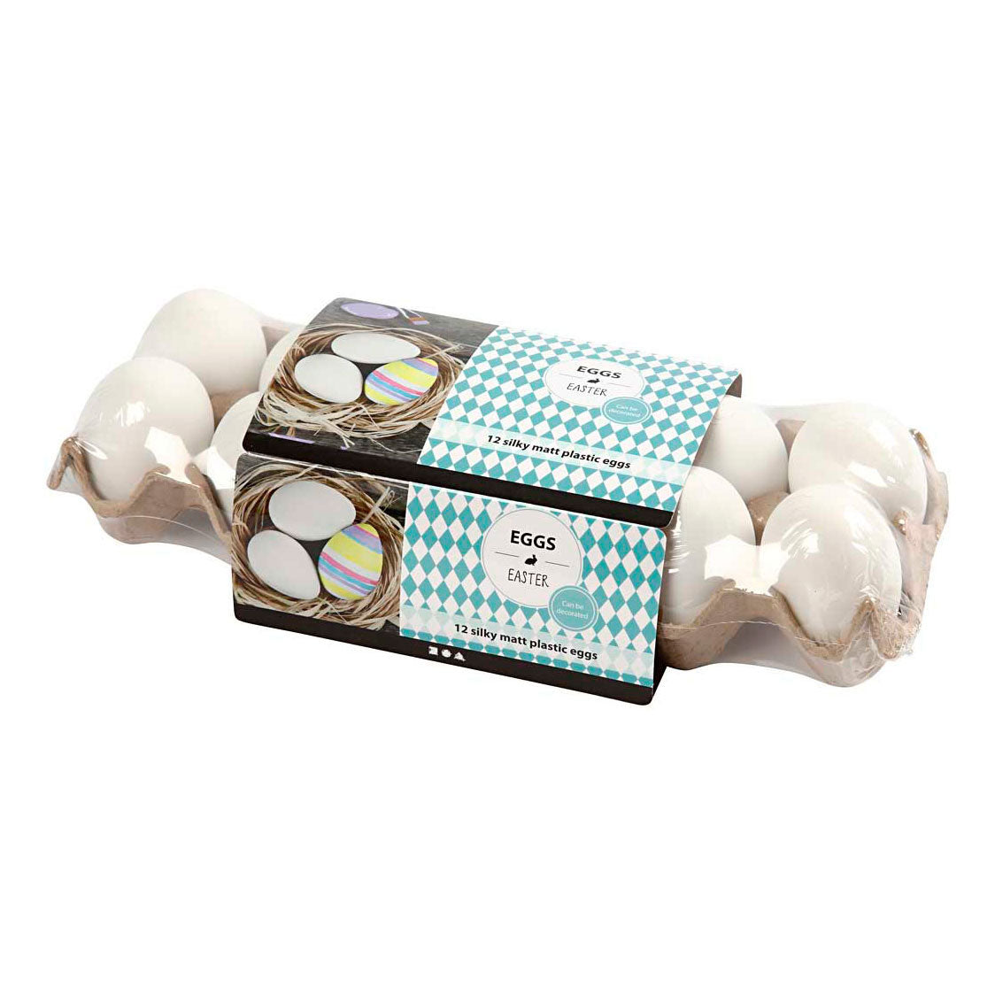 Creativ Company - Creativ Company Kunststof eieren in eierdoos 6cm - 12 stuks
