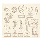 Creativ company diy houten figuren kippen, eieren en bloemen