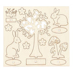 Creativ company diy houten figuren hazen, boom en paddestoelen