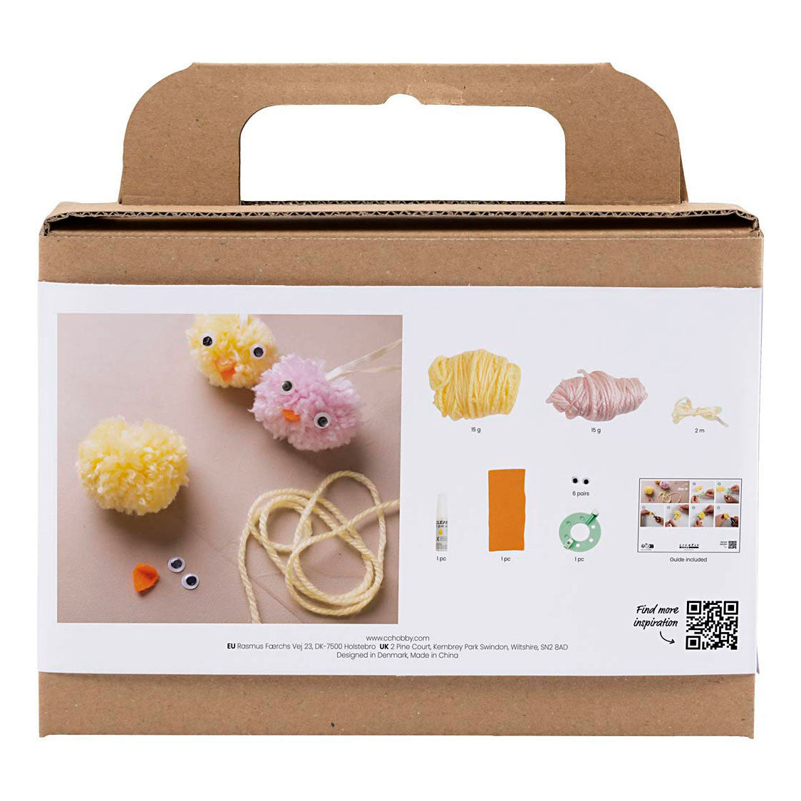 Creativ company mini hobbyset pompom schattige paaskuikens