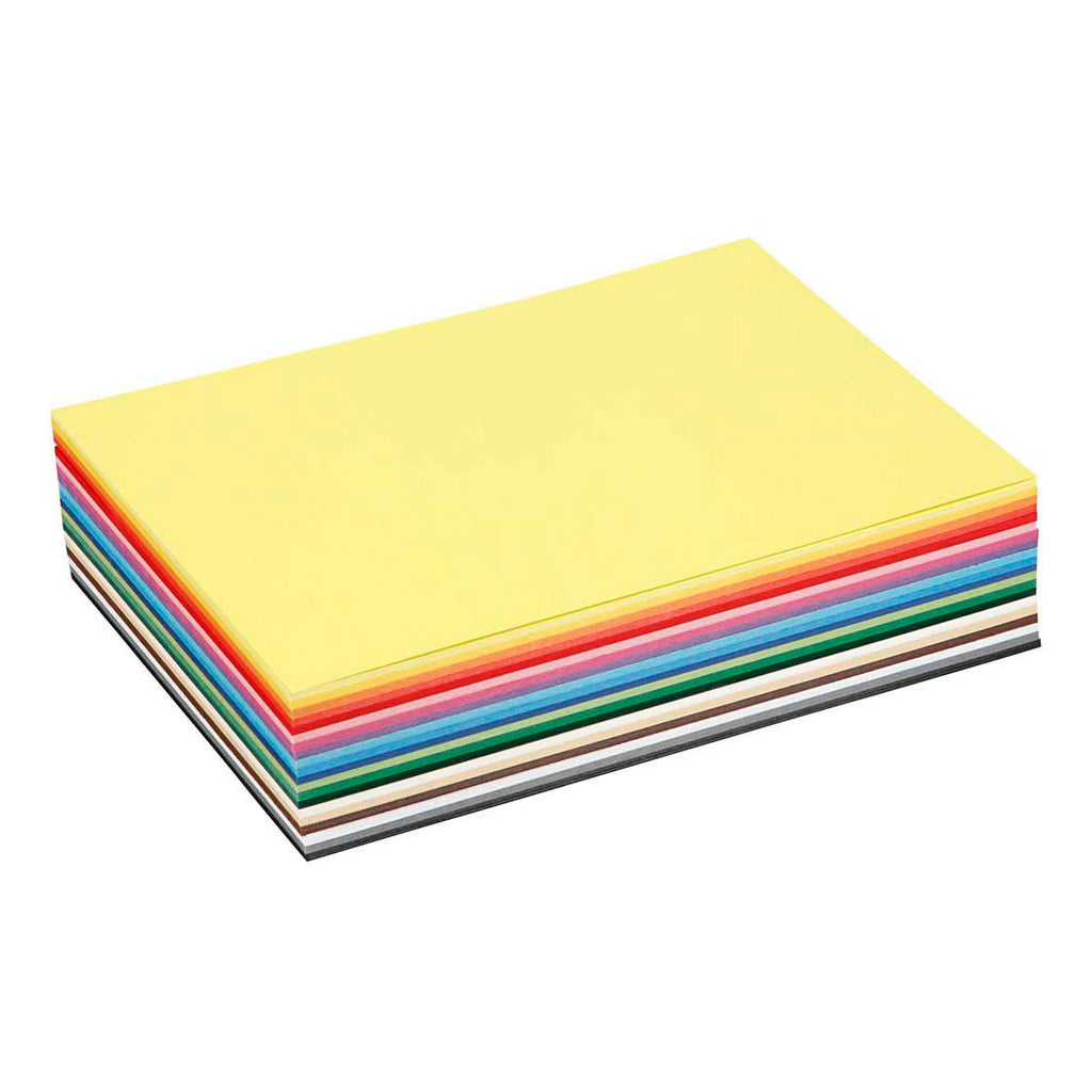 Gekleurd karton, a5, vel 148x210 mm, 180 gr, diverse kleuren, 300 div vellen 1 doos