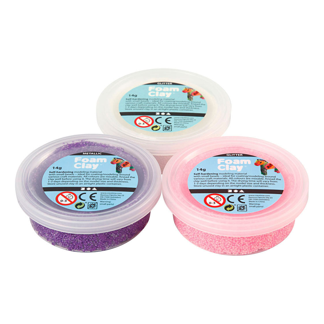Creativ Company - Creativ Company Https://www.cchobby.nl/foam-clayr-glitter-metallic-roze-paars-wit-3x14-gr-1-doos