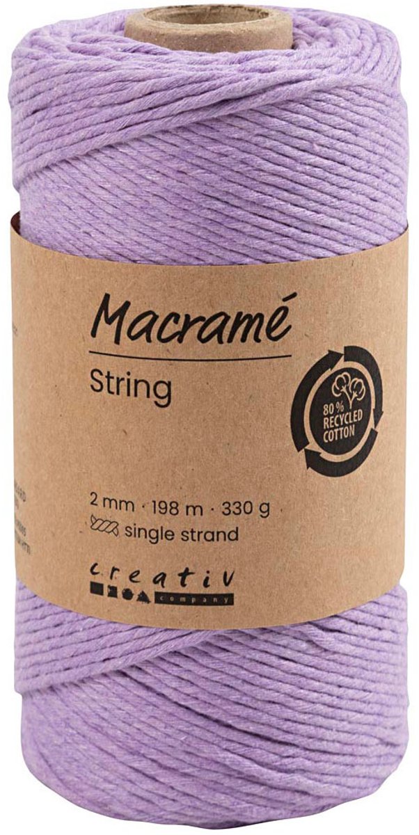 Creativ company macrame koord paars, 198m