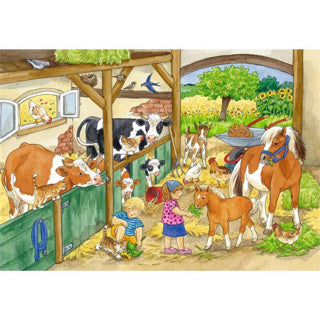 Ravensburger - puzzel vrolijk boerderijleven- 2x24 stukjes - kinderpuzzel