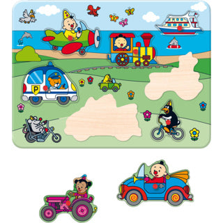 Bumba - Bumba puzzel - houten inlegpuzzel - voertuigen