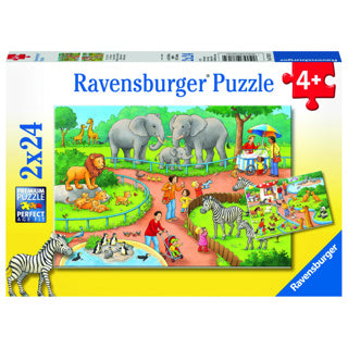 Ravensburger - puzzel een dag in de dierentuin - 2x24 stukjes - kinderpuzzel