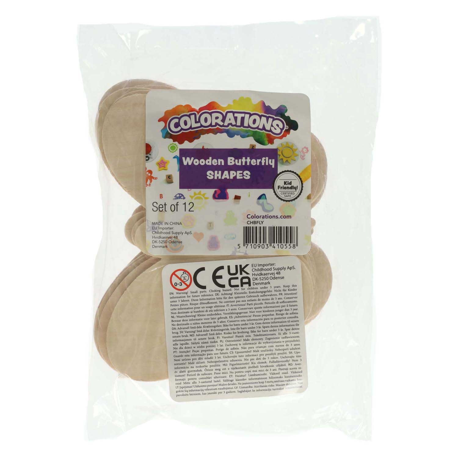 Colorations - versier je eigen houten vlinders set van 12