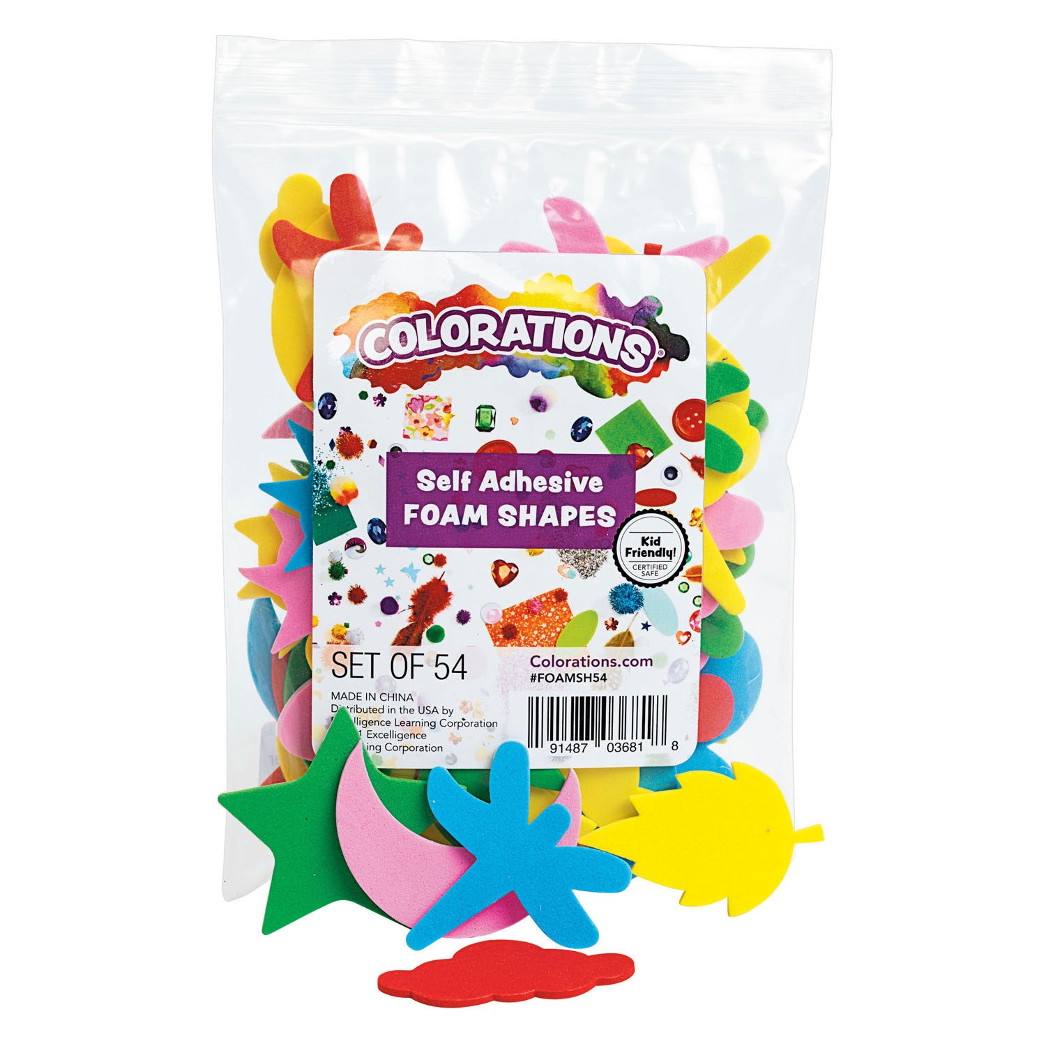 Colorations - zelfklevende foam vormen 54 stuks