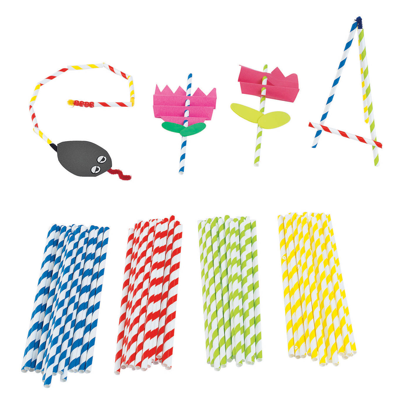 Colorations - gekleurde knutselrietjes 100st. (4 kleuren)
