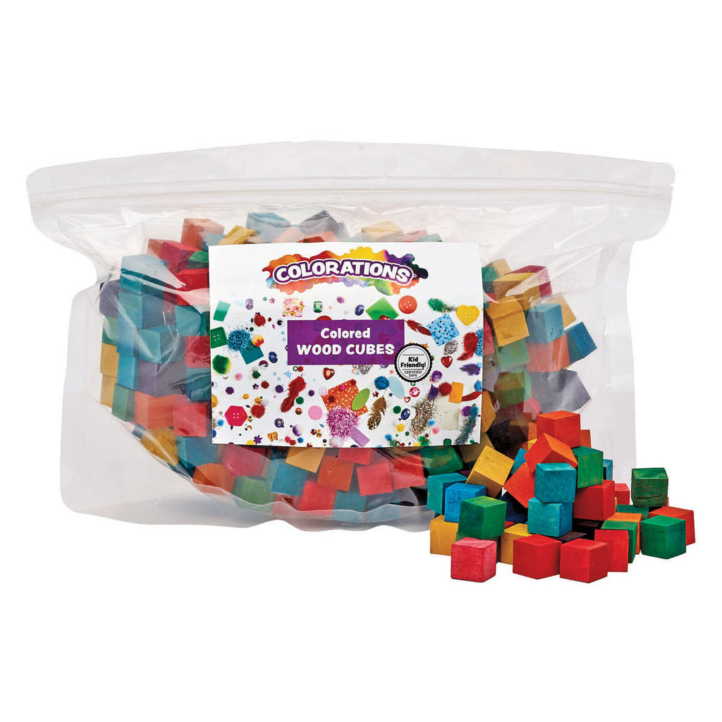 Colorations - gekleurde houten kubus blokjes, 196st.