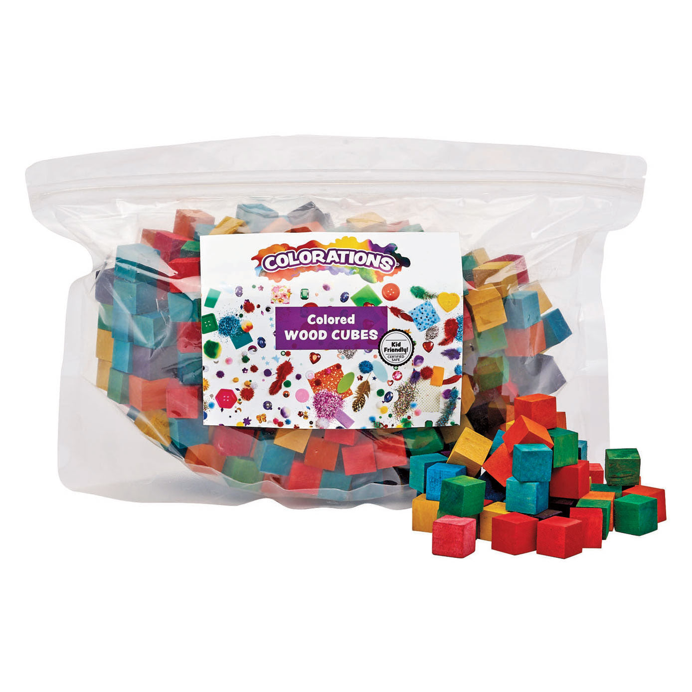 Colorations - gekleurde houten kubus blokjes, 196st.