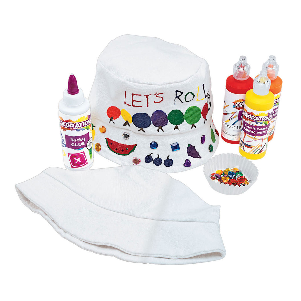 Colorations - Versier je eigen canvas vissershoed set van 10