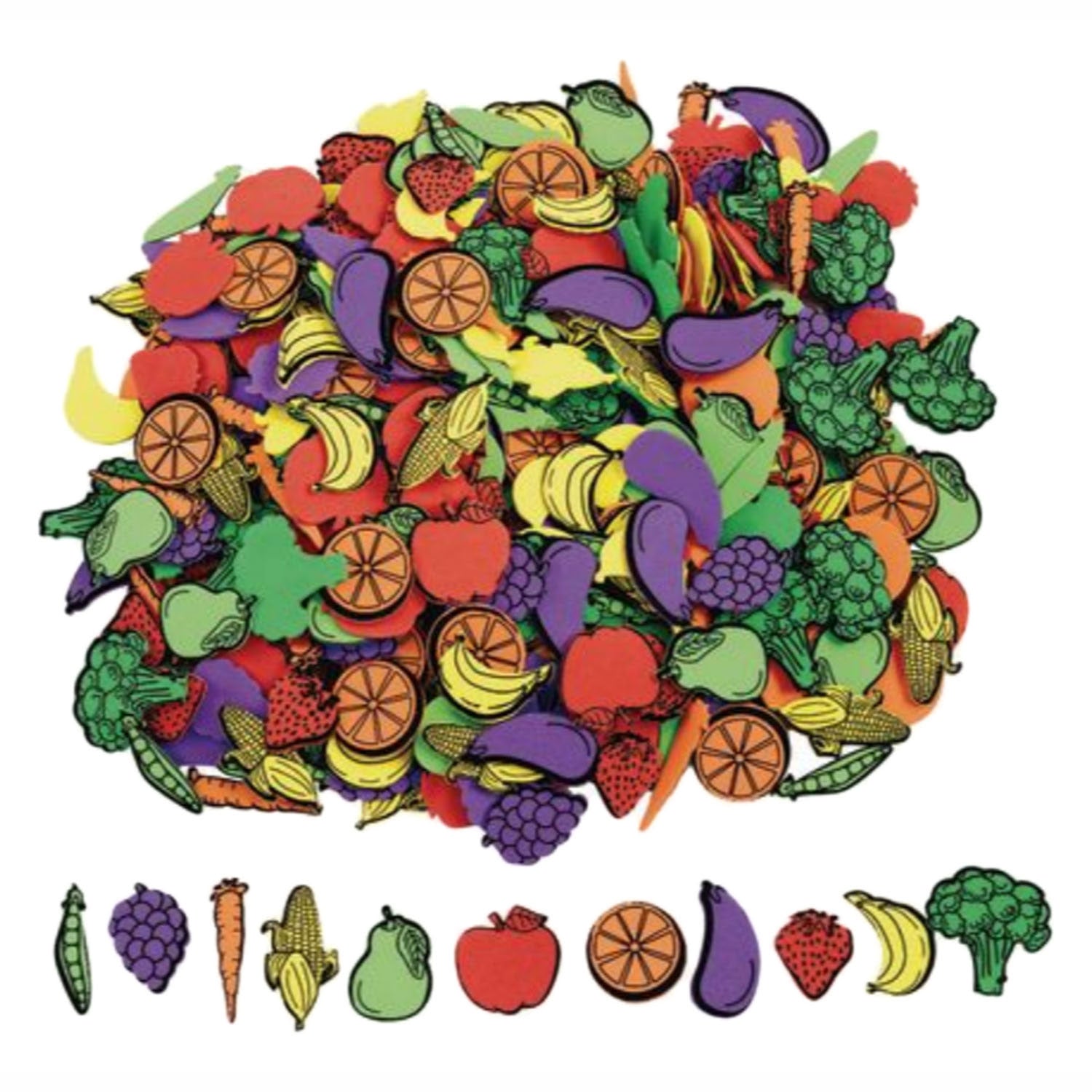Colorations - zelfklevende foam groenten en fruit stickers 500st.