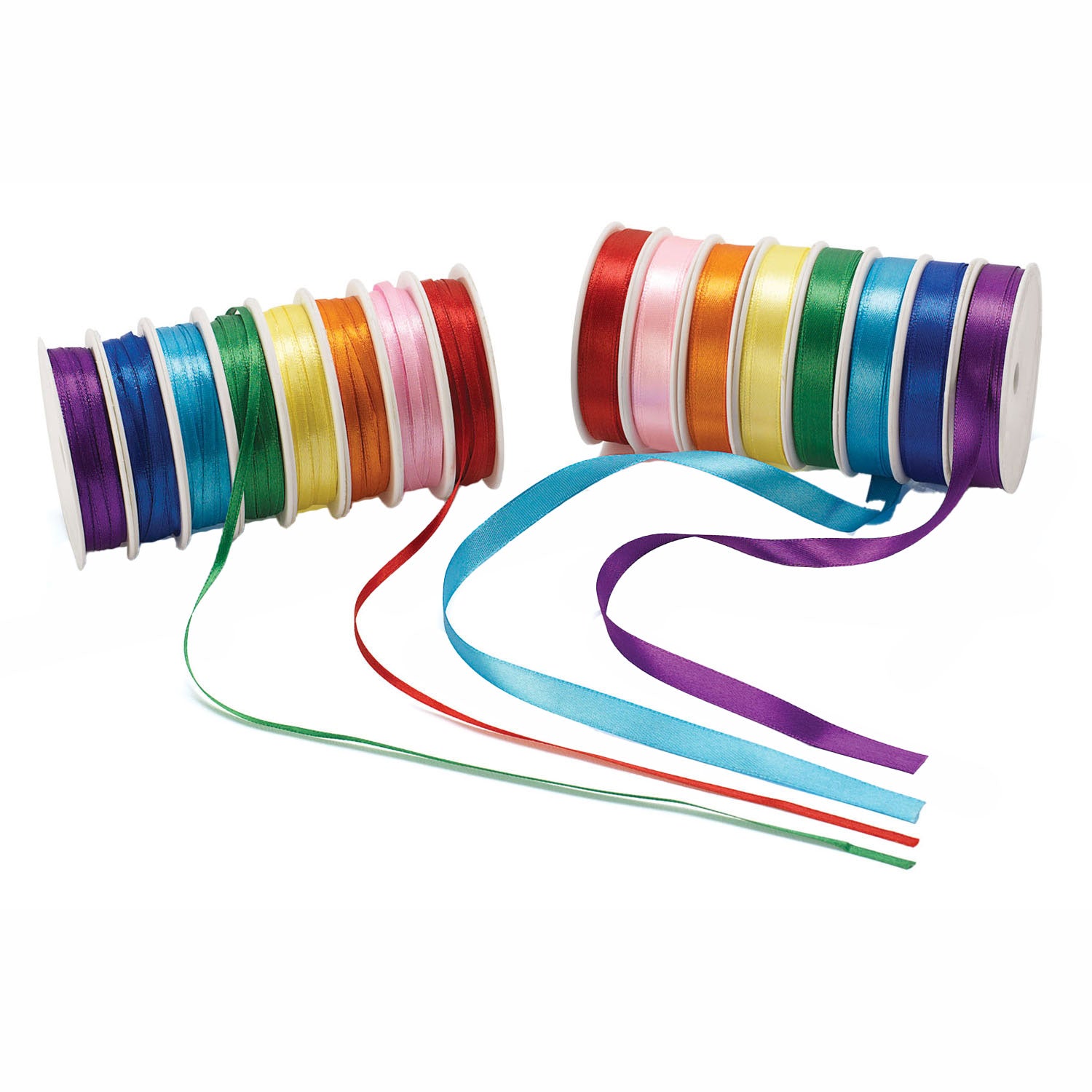 Colorations - satijnen lint 16 spoelen gekleurd 120mtr.