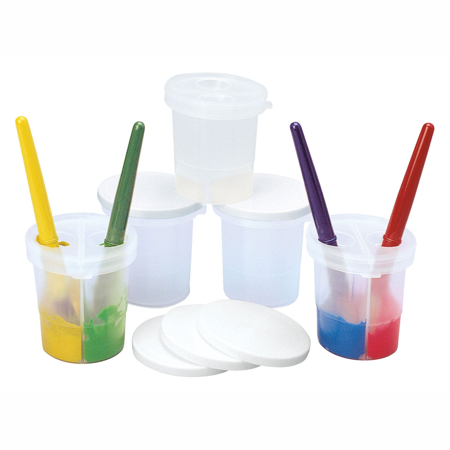 Colorations - verfbeker met deksel en 2 verdeelvakken set van 5