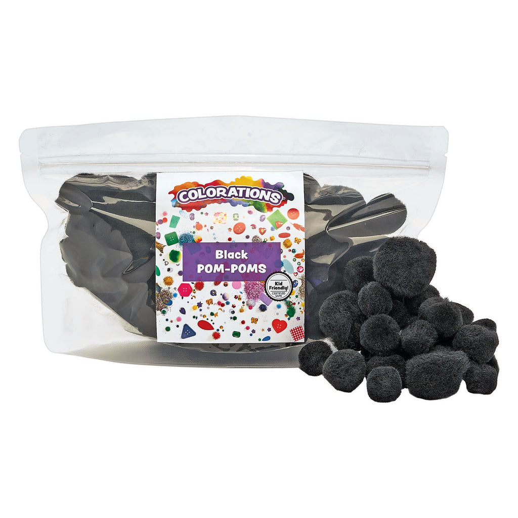 Colorations - pom poms zwart, 100st.