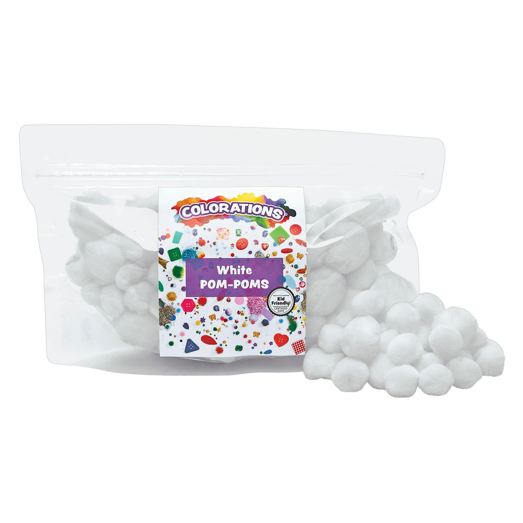Colorations - pom poms wit, 100st.