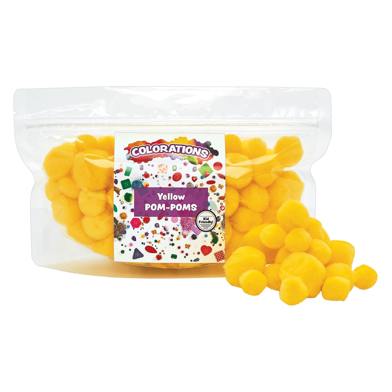 Colorations - pom poms geel, 100st.