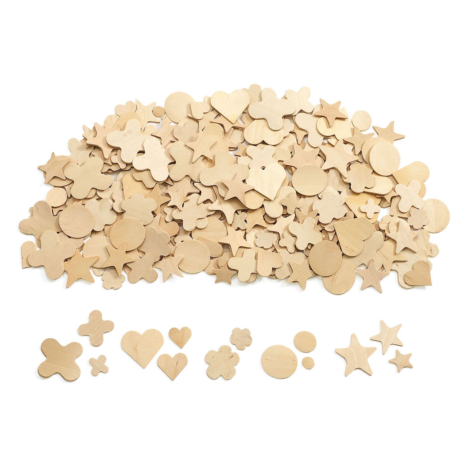 Colorations - natuurlijke houten vormen in 5 designs, 350st.