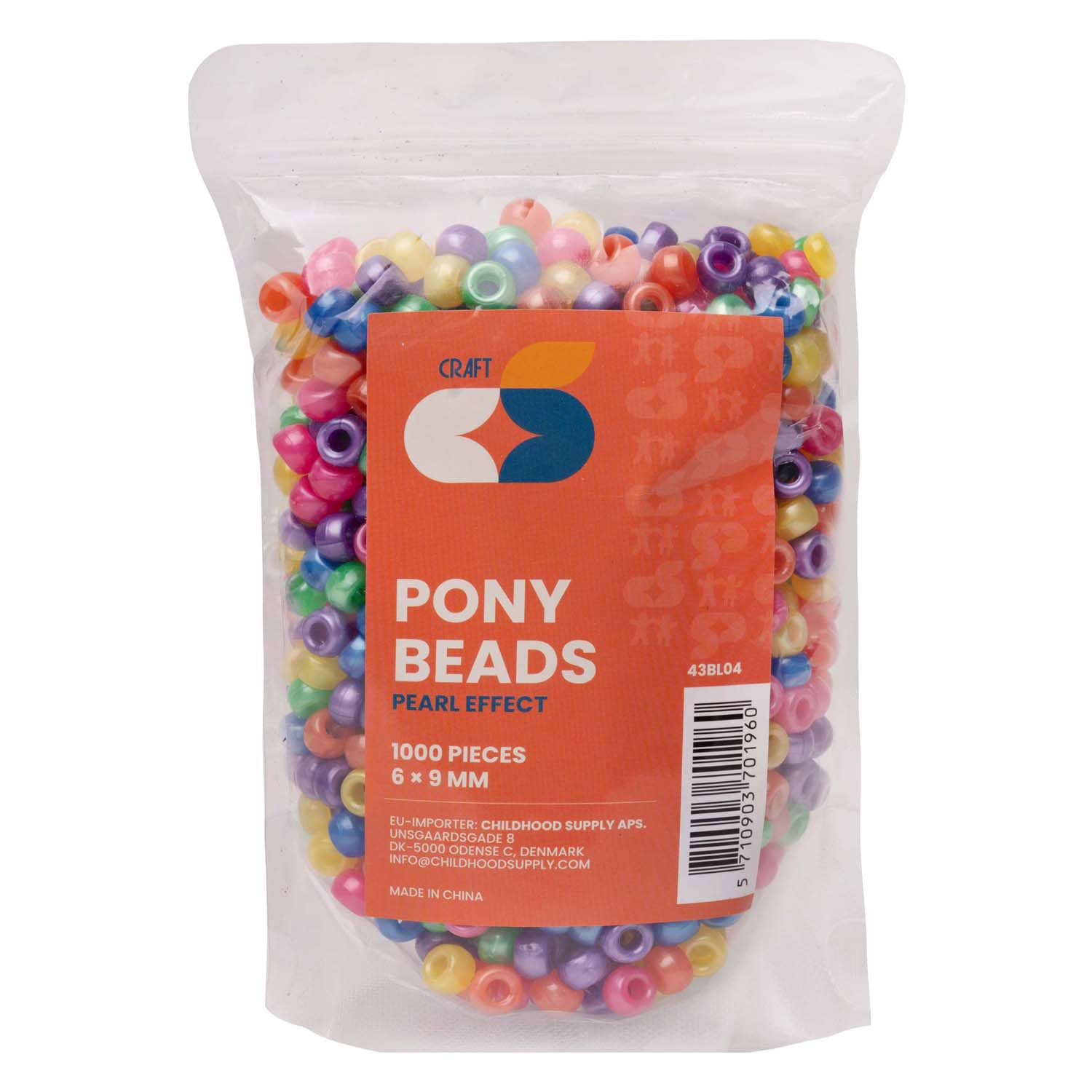 Colorations - pony kralen parelmoereffect 6x9 mm 1000st.