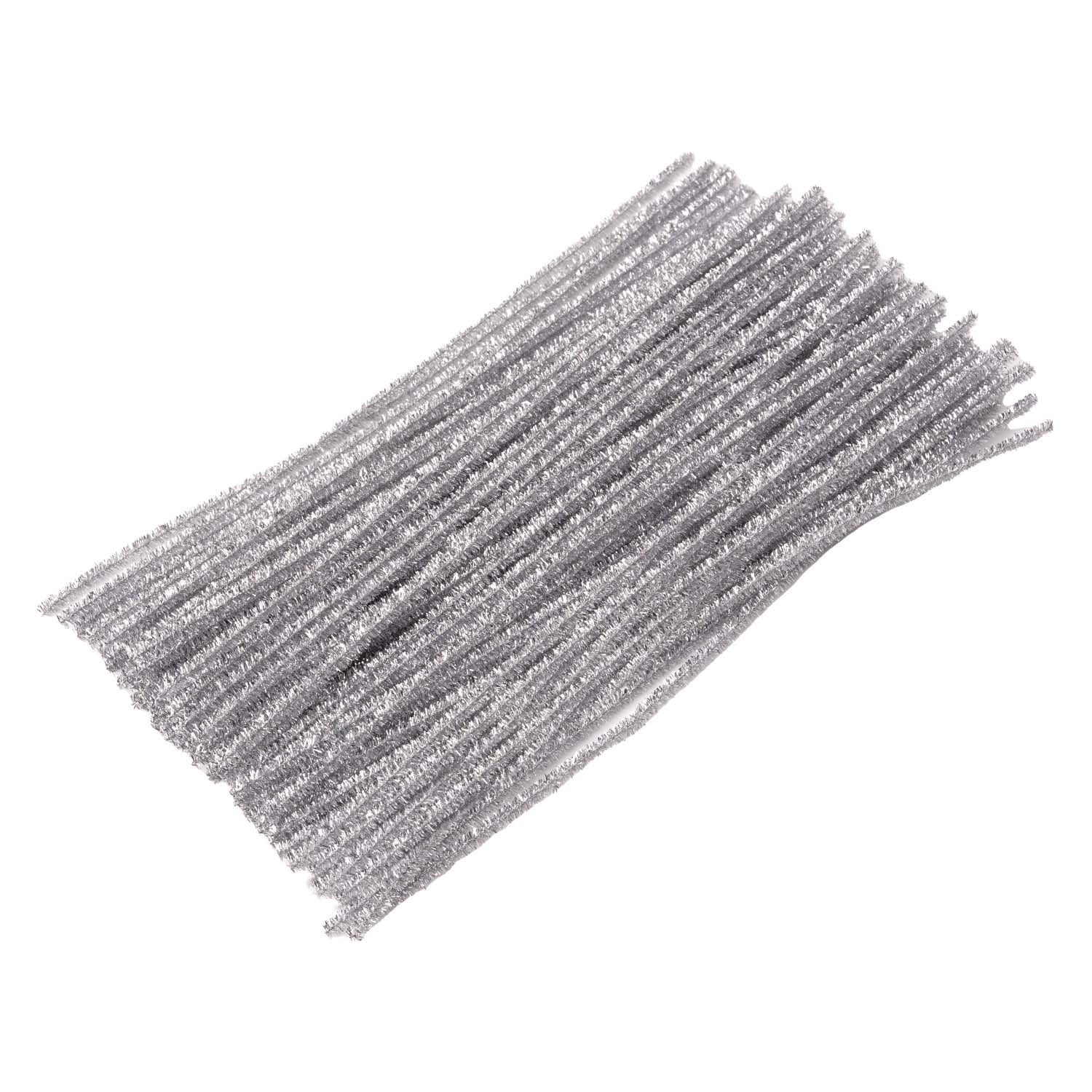 Colorations - zilverkleurig metallic chenilledraad 100st.