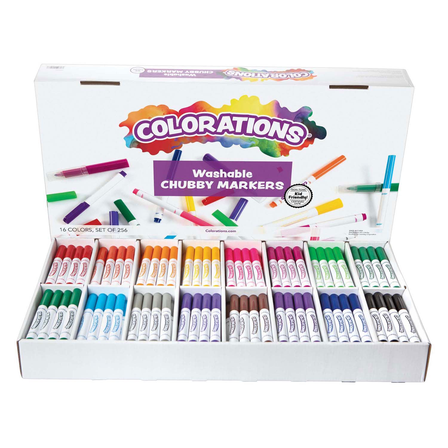 Colorations - uitwasbare dikke markers - 16 kleuren 256 stuks