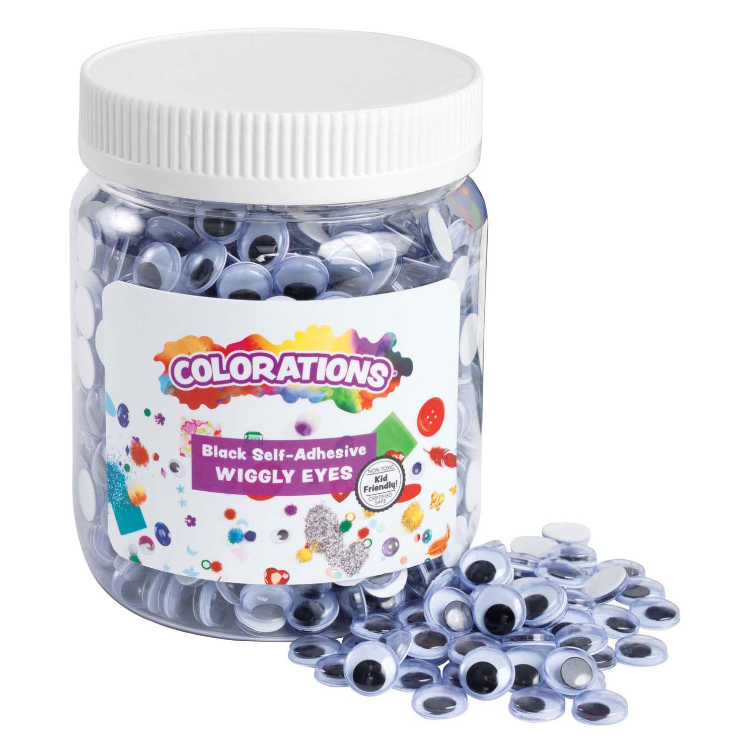 Colorations - zwarte zelfklevende wiebeloogjes 1000st.