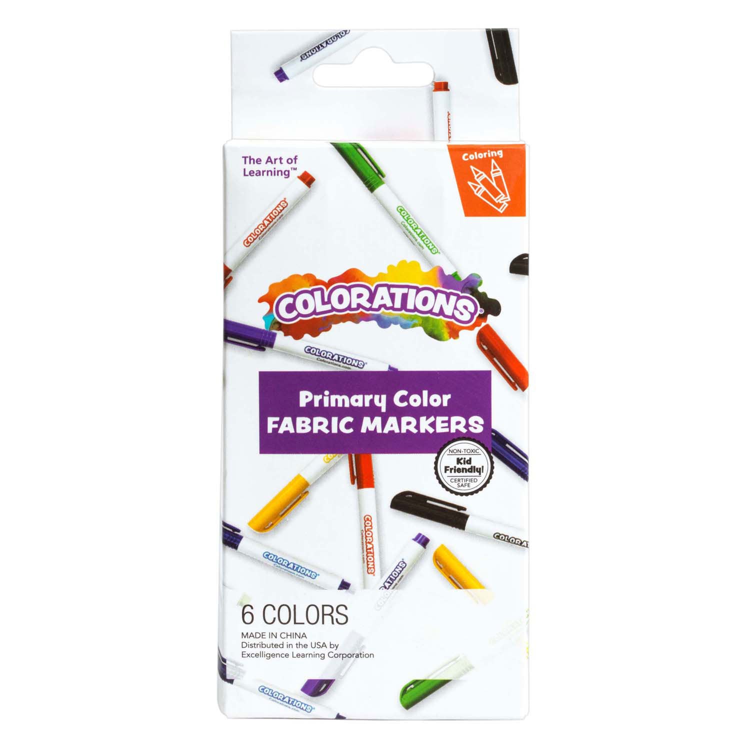 Colorations - textielstiften primaire kleuren - 6 kleuren