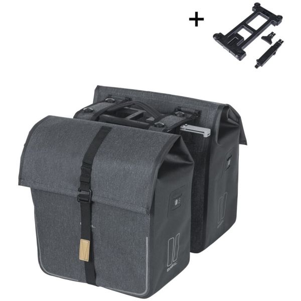 BASIL - BASIL Dubbele fietstas urban dry mik 50 liter - charcoal