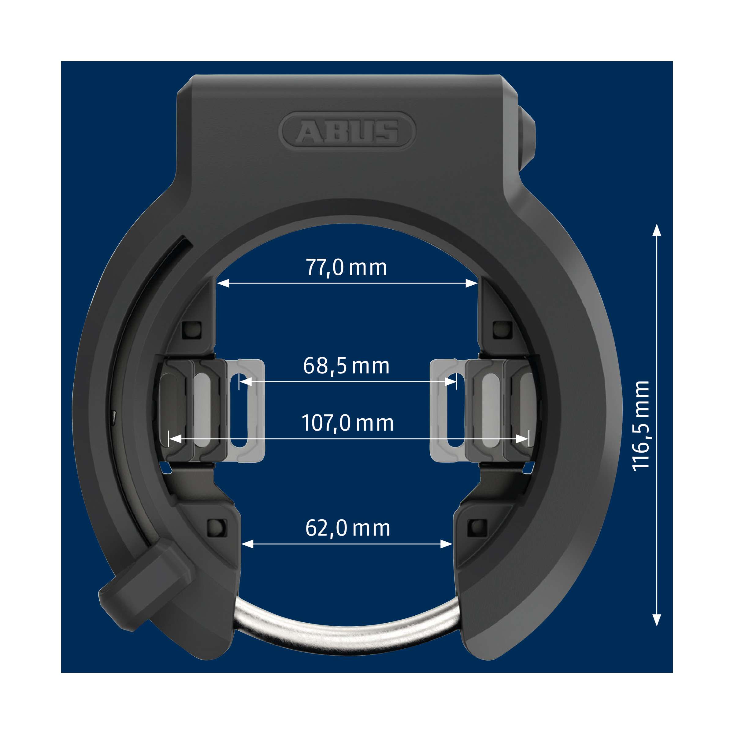 Antivol à anneau Abus Frame 6950M R XPlus. Niveau de sécurité 9. Avec grande ouverture de roue