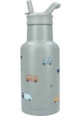 Kidzroom sweet cuddles - schoolbeker en drinkfles - 350ml - stainless steel - auto's - groen