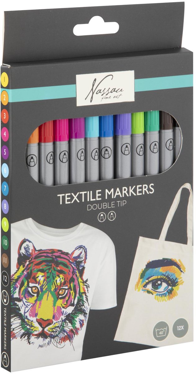 / Sans Marque - / Sans Marque Textiel markers | 2-zijdig | 12 stuks