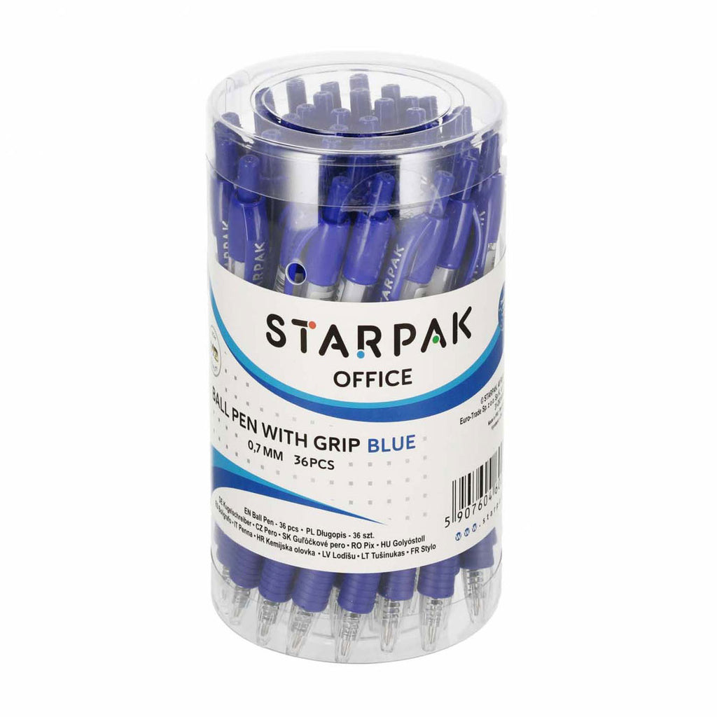 Balpen met grip blauw, 36st.