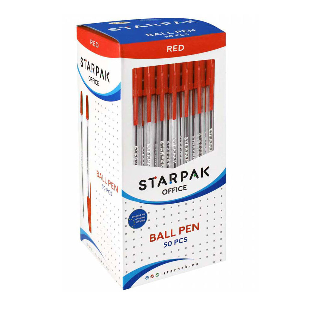 Balpen met dop rood, 50st.