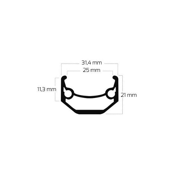 Ryde velg andra 40 27.5 650b 584 x 25c aluminium 36 gaats 14g - zwart geslepen