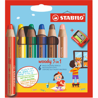 Stabilo - Stabilo woody 3 in 1 - multitalent potlood - set 6 stuks