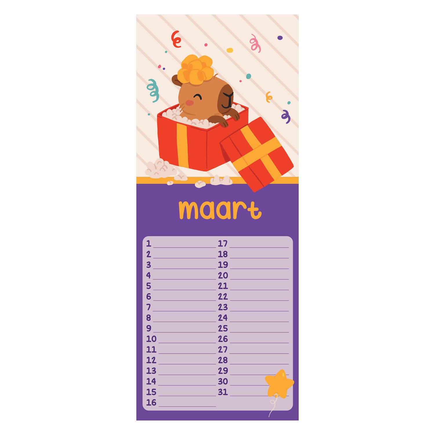 - Verjaardagskalender - Capybara Alle