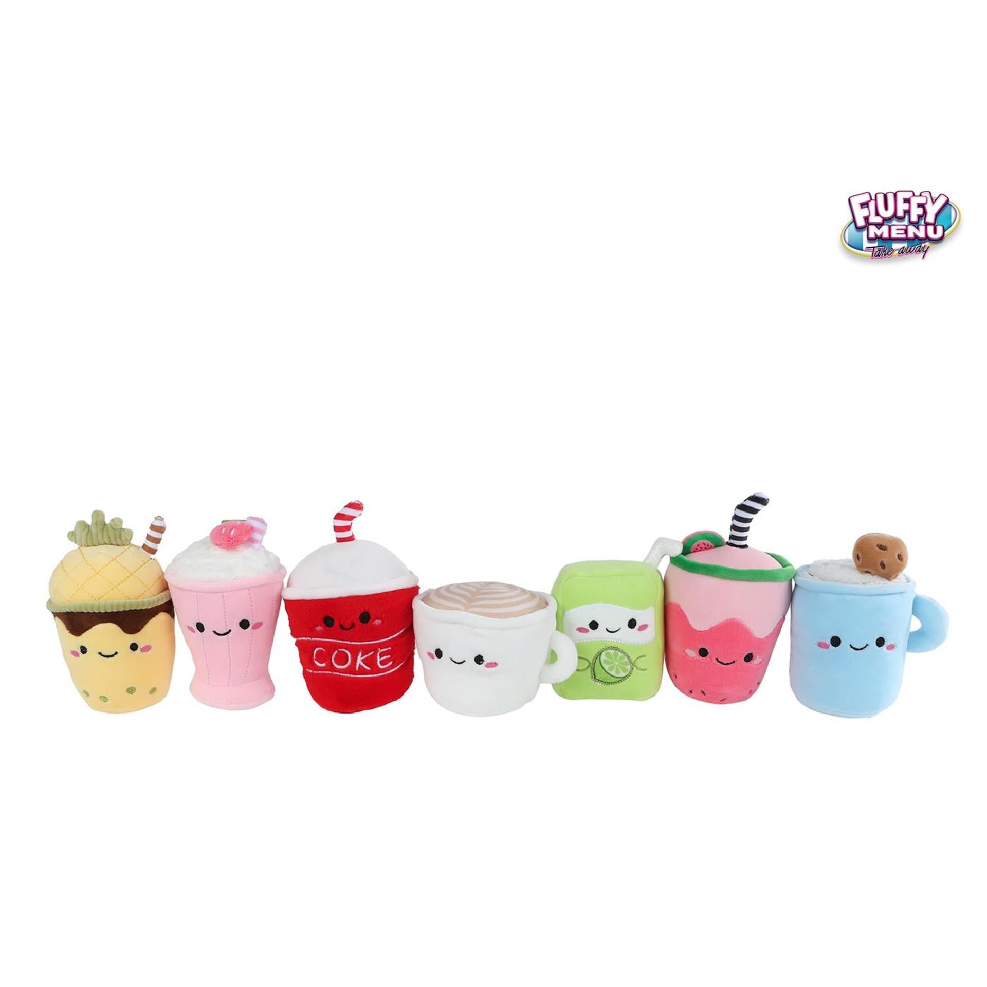 Fluffy menu pluche drankje 9-13cm