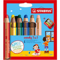 Stabilo woody 3 in 1 - multi talent kleurpotloden - etui met 6 kleuren + puntenslijper