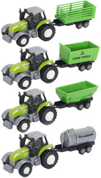 Lobbes Speelgoed- Lobbes SpeelgoedDie-cast groene trekker met aanhanger en pull-backfunctie