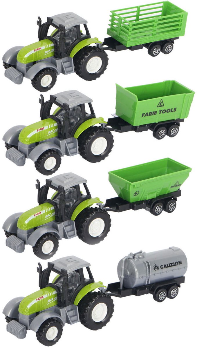 Lobbes Speelgoed- Lobbes SpeelgoedDie-cast groene trekker met aanhanger en pull-backfunctie
