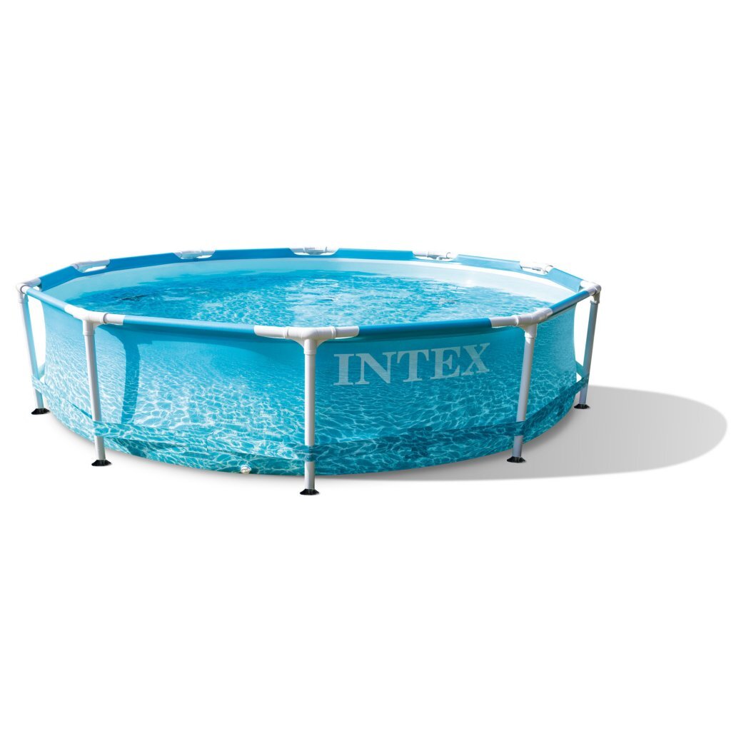 Intex - 28208gn beachside metal frame zwembad + filterpomp 305x76 cm blauw