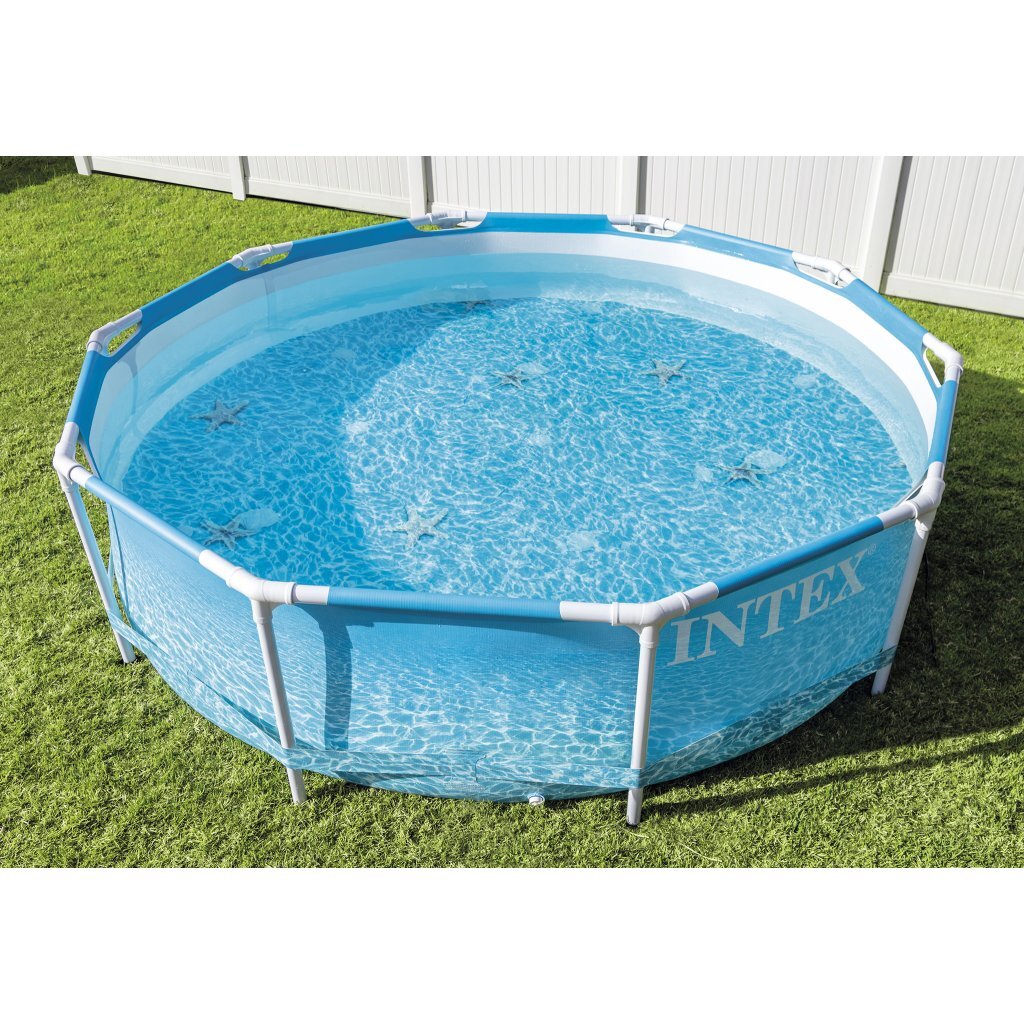 Intex - 28208gn beachside metal frame zwembad + filterpomp 305x76 cm blauw