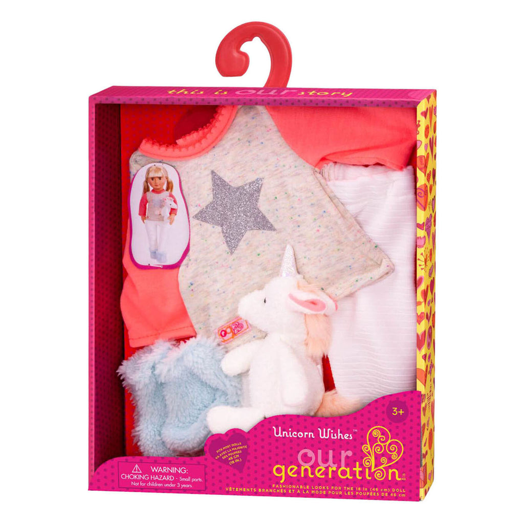 - Outfit Pyjama voor Poppen 45cm - Eenhoorn