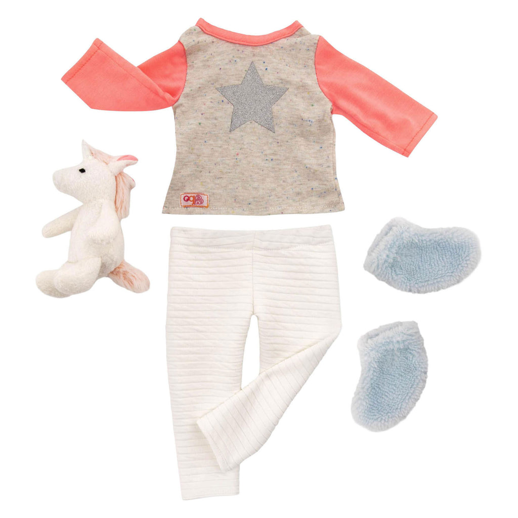 - Outfit Pyjama voor Poppen 45cm - Eenhoorn
