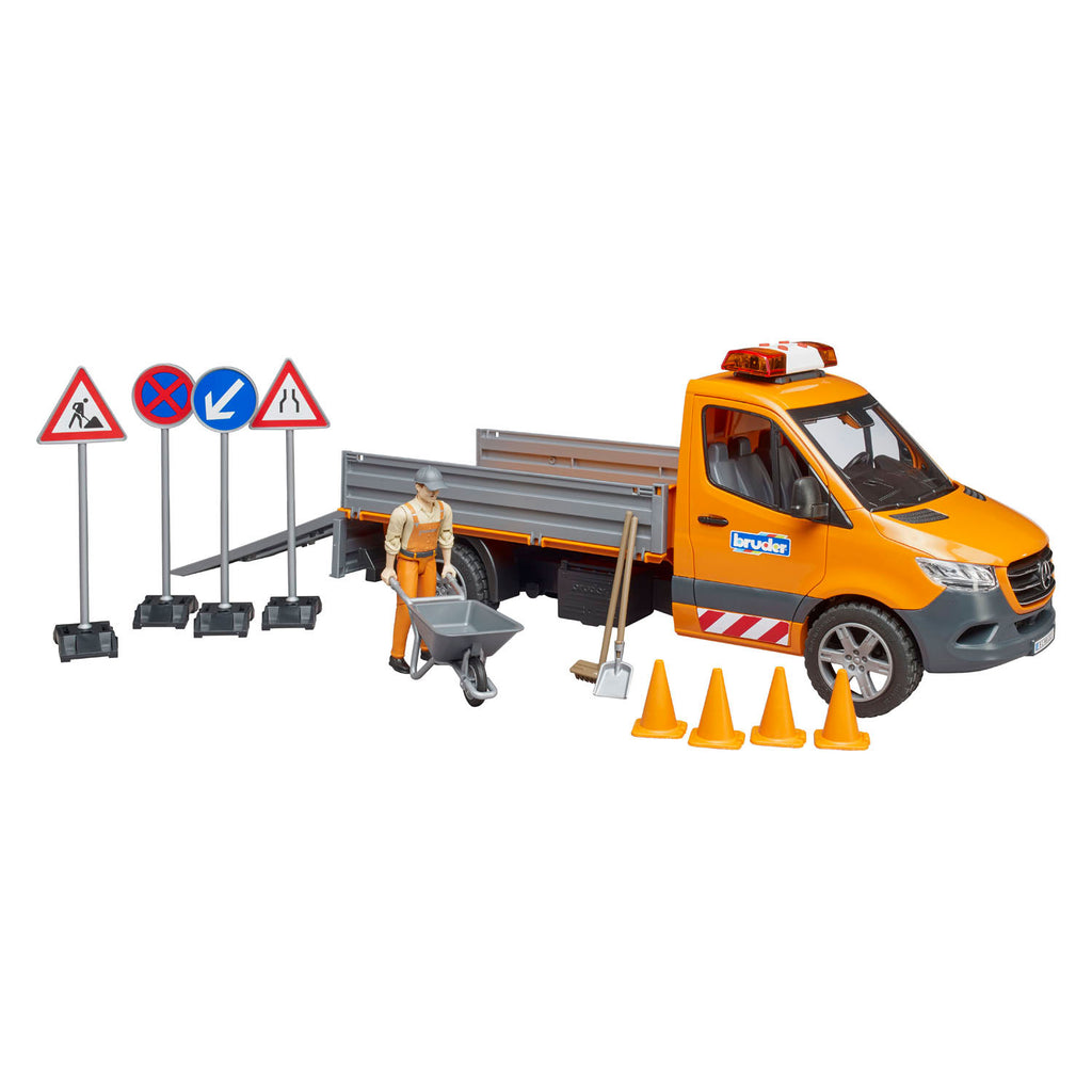 Bruder - Bruder mercedes-benz sprinter wegenbouw + figuur en accessoires