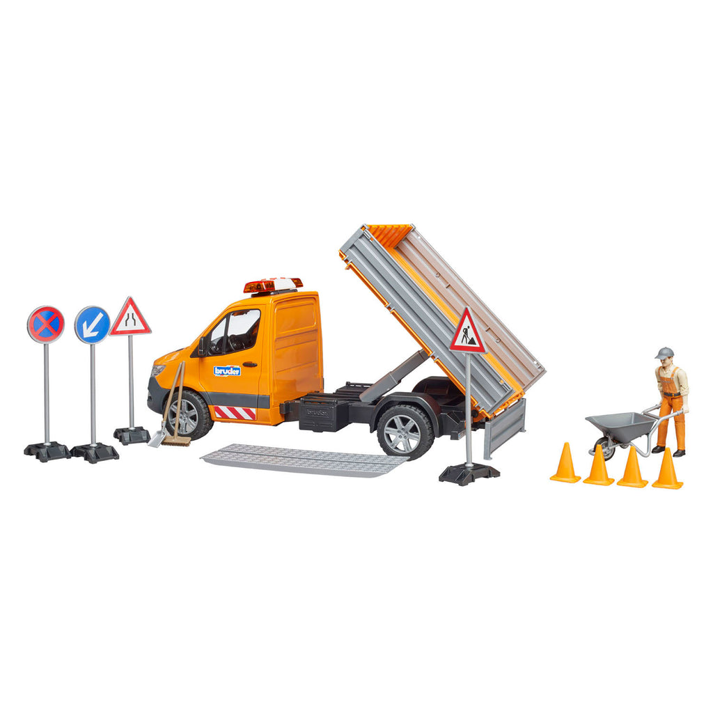 Bruder - Bruder mercedes-benz sprinter wegenbouw + figuur en accessoires