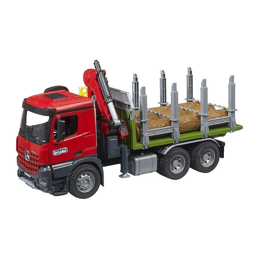 Bruder - Bruder mercedez-benz arocs houtvrachtwagen met kraanarm en 3 boomstammen
